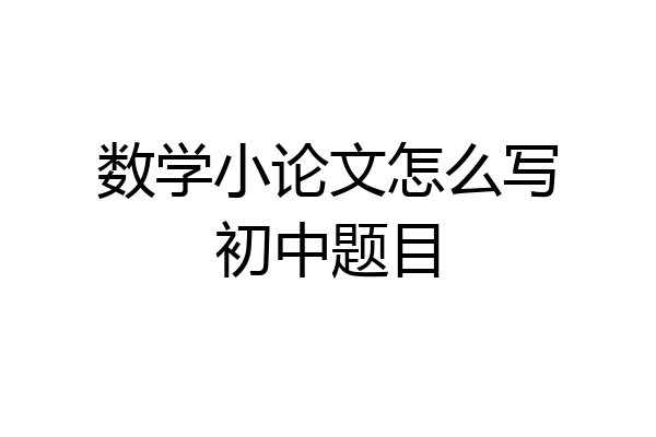 数学小论文怎么写初中题目