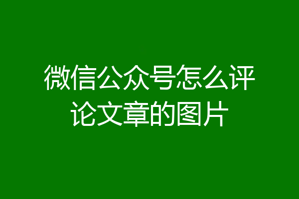 微信公众号怎么评论文章的图片
