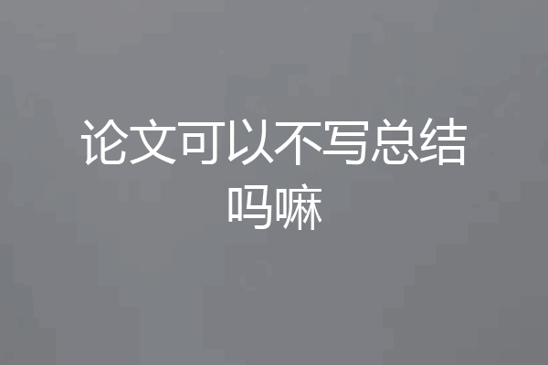 论文可以不写总结吗嘛