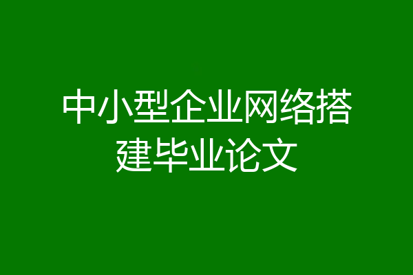 中小型企业网络搭建毕业论文