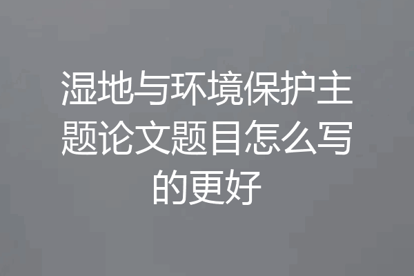 湿地与环境保护主题论文题目怎么写的更好