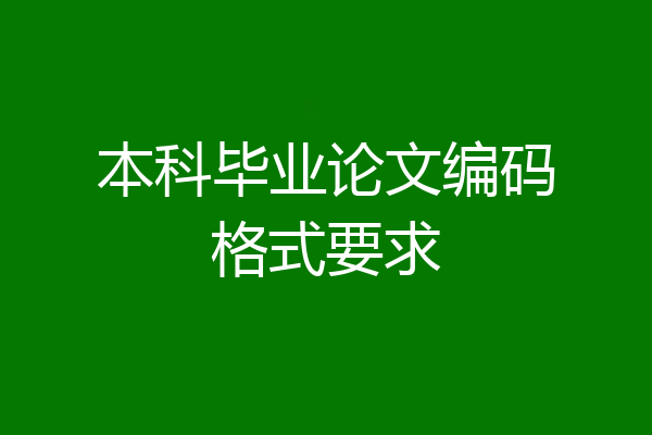 本科毕业论文编码格式要求