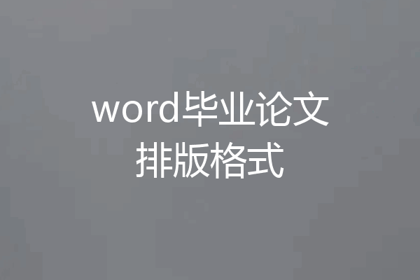 word毕业论文排版格式