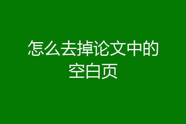 怎么去掉论文中的空白页