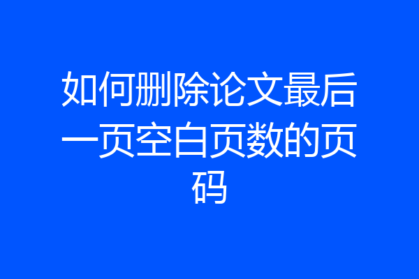 如何删除论文最后一页空白页数的页码