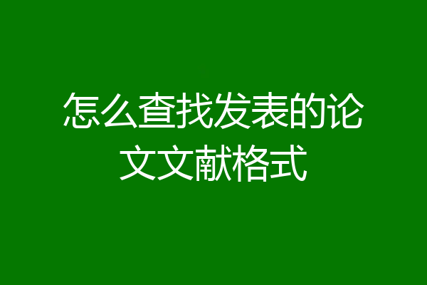 怎么查找发表的论文文献格式