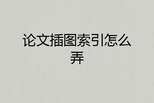 论文插图索引怎么弄
