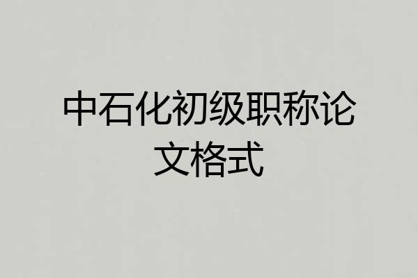 中石化初级职称论文格式