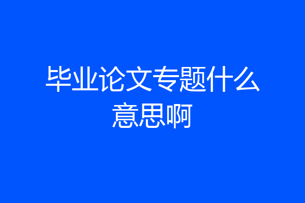 毕业论文专题什么意思啊