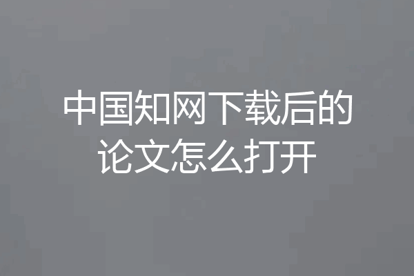 中国知网下载后的论文怎么打开