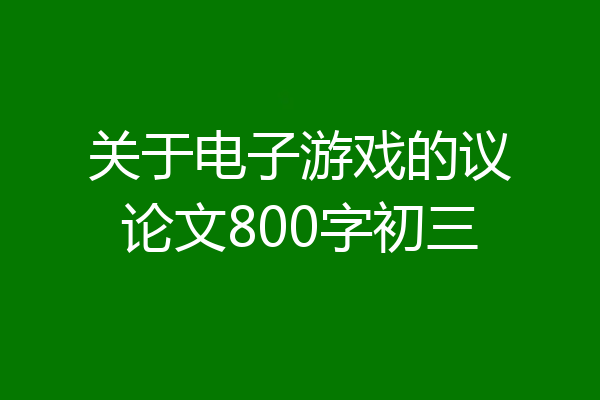 关于电子游戏的议论文800字初三