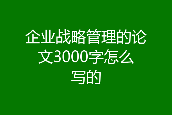 企业战略管理的论文3000字怎么写的