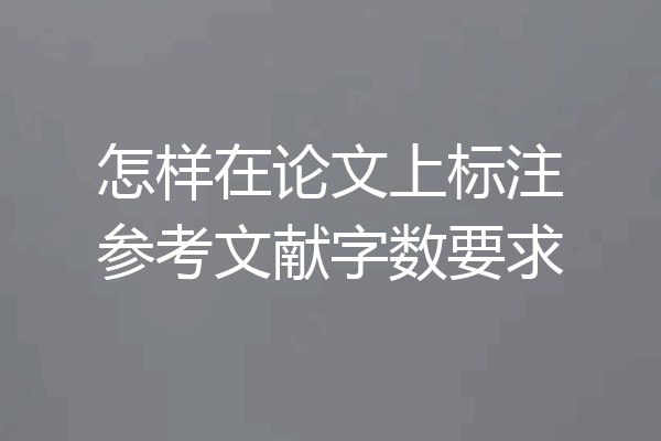 怎样在论文上标注参考文献字数要求