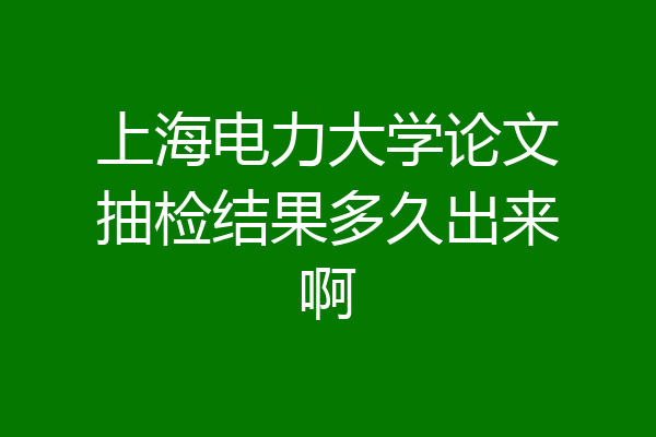 上海电力大学论文抽检结果多久出来啊