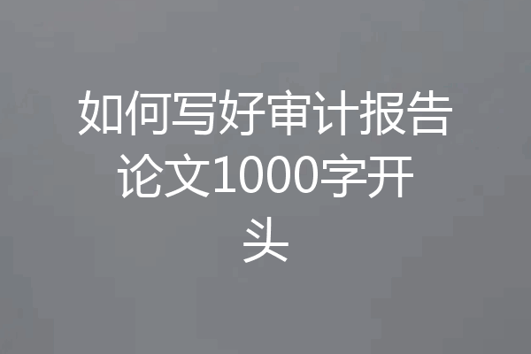 如何写好审计报告论文1000字开头