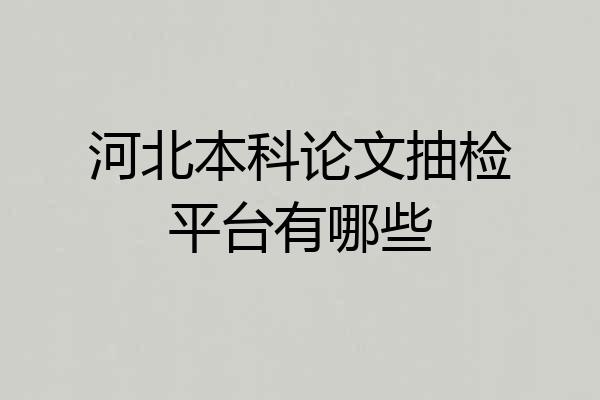 河北本科论文抽检平台有哪些