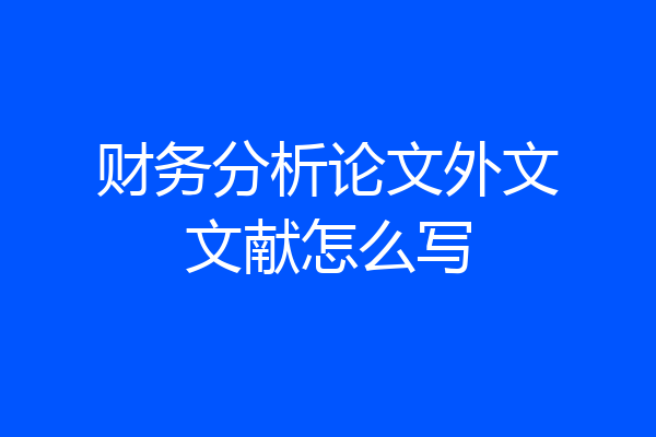 财务分析论文外文文献怎么写