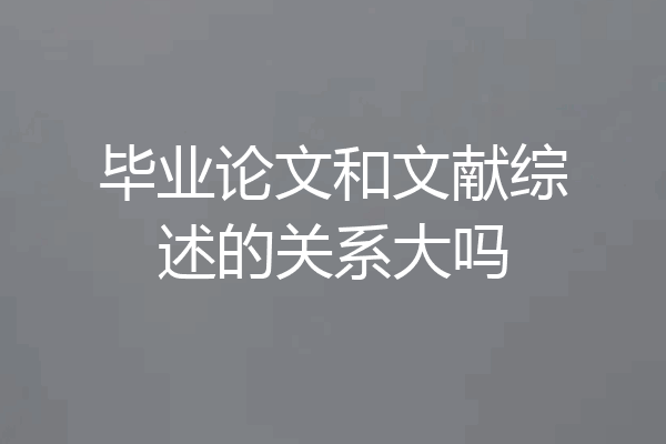 毕业论文和文献综述的关系大吗