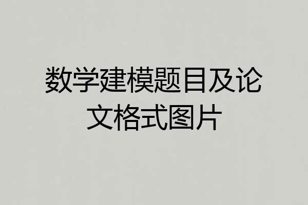 数学建模题目及论文格式图片