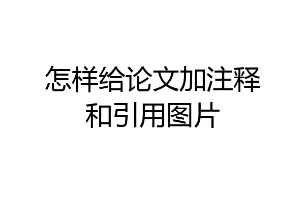 怎样给论文加注释和引用图片