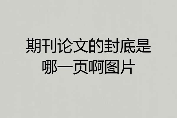 期刊论文的封底是哪一页啊图片