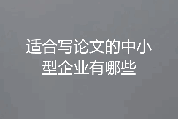 适合写论文的中小型企业有哪些