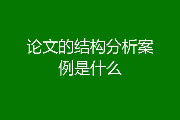论文的结构分析案例是什么