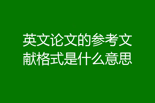 英文论文的参考文献格式是什么意思