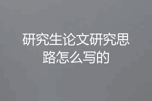 研究生论文研究思路怎么写的