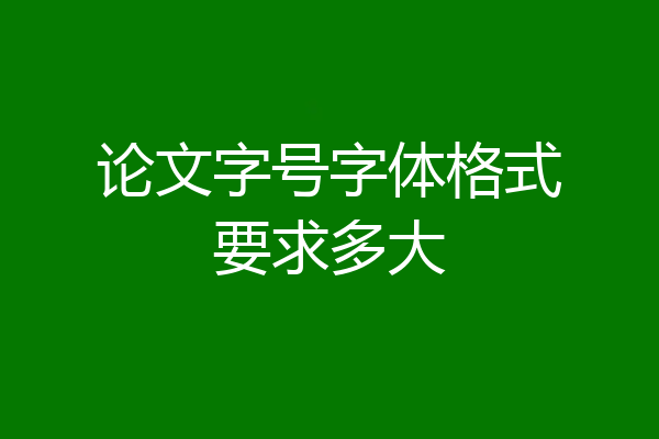 论文字号字体格式要求多大