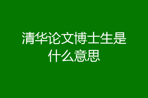 清华论文博士生是什么意思
