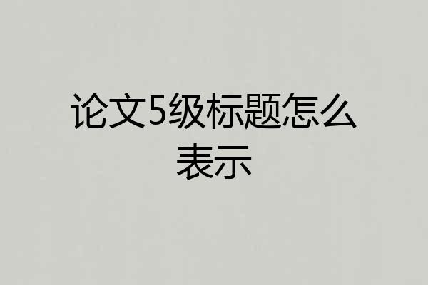 论文5级标题怎么表示