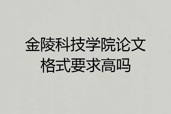 金陵科技学院论文格式要求高吗