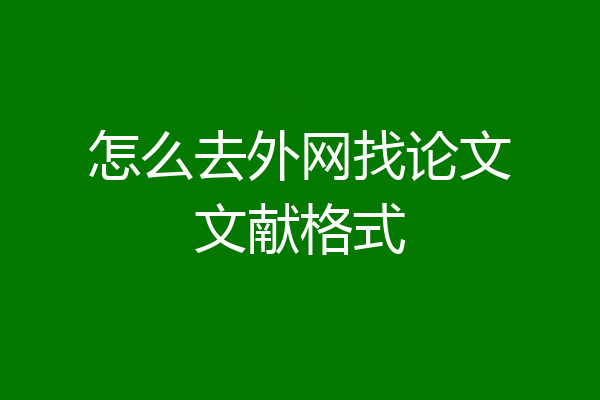 怎么去外网找论文文献格式