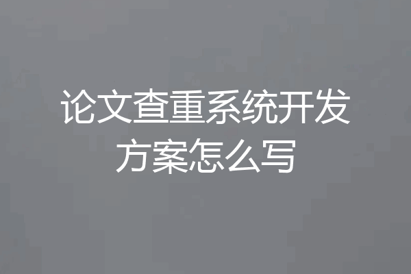 论文查重系统开发方案怎么写