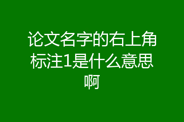 论文名字的右上角标注1是什么意思啊