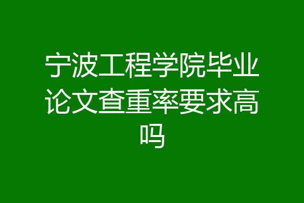 宁波工程学院毕业论文查重率要求高吗