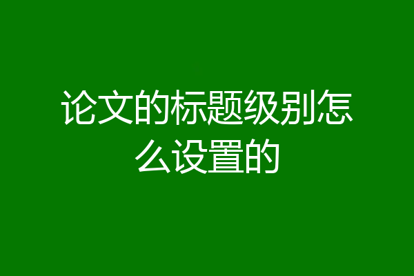 论文的标题级别怎么设置的