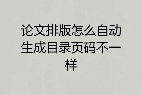 论文排版怎么自动生成目录页码不一样