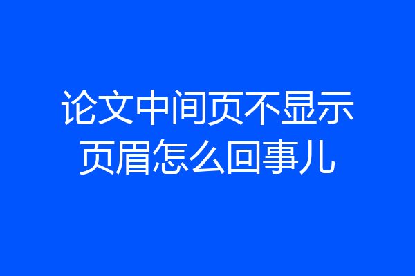 论文中间页不显示页眉怎么回事儿