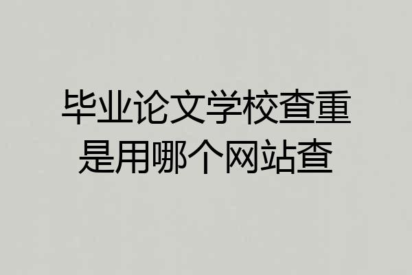 毕业论文学校查重是用哪个网站查