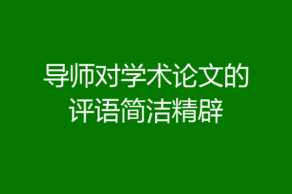 导师对学术论文的评语简洁精辟
