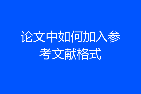 论文中如何加入参考文献格式