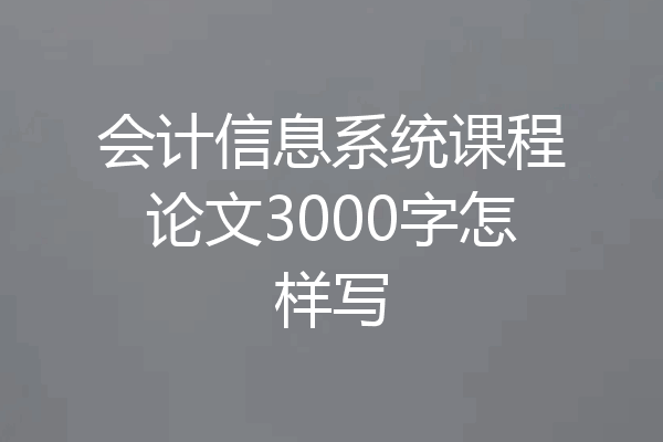 会计信息系统课程论文3000字怎样写