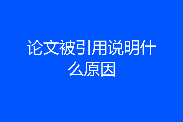 论文被引用说明什么原因