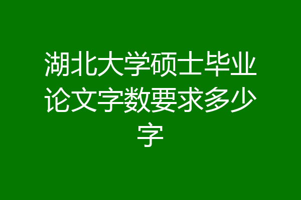湖北大学硕士毕业论文字数要求多少字