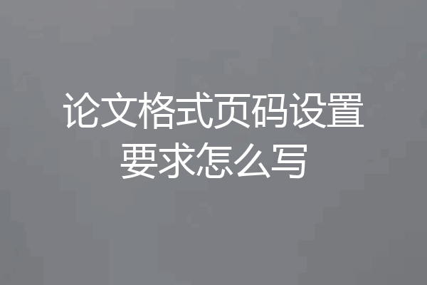 论文格式页码设置要求怎么写