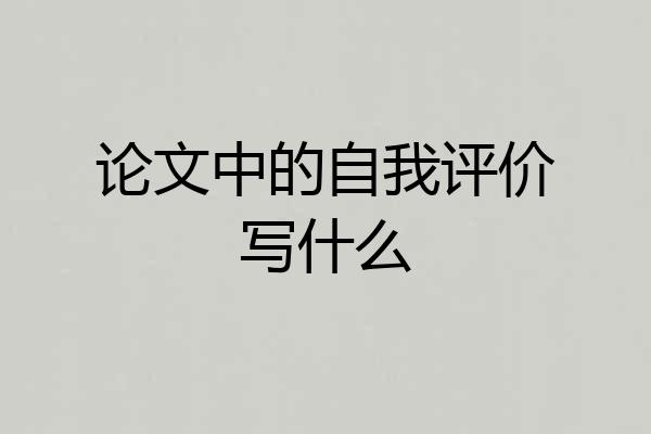 论文中的自我评价写什么