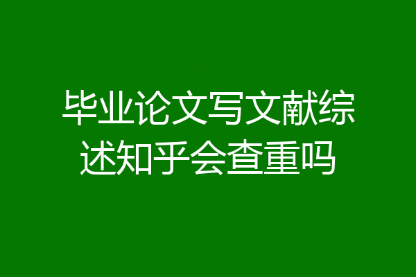 毕业论文写文献综述知乎会查重吗
