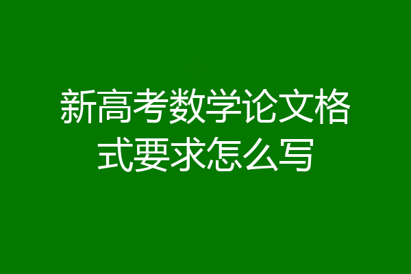 新高考数学论文格式要求怎么写